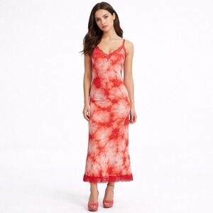 VTG Patty Shelabarger Y2k Babydoll Slip Dress M Fairy Tie Dye Lace Rhinestone